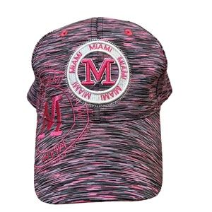 Women’s Miami Baseball Cap w/ Velcro Closure. Pink Space Dye. Miami Logo